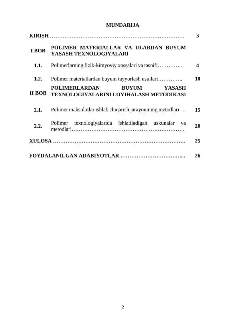 Polimer materiallardan buyum yasash texnologiyasi 2