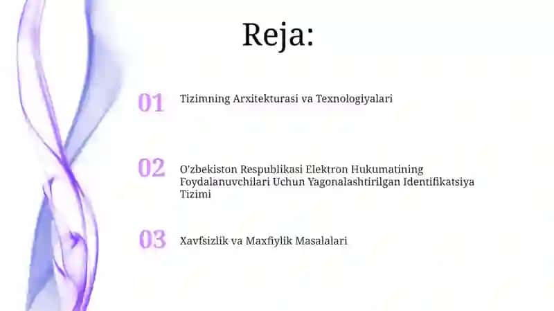 O'zbekiston Respublikasi Elektron Hukumatining Foydalanuvchilari Uchun Yagonalashtirilgan Identifikatsiya Tizimi 2