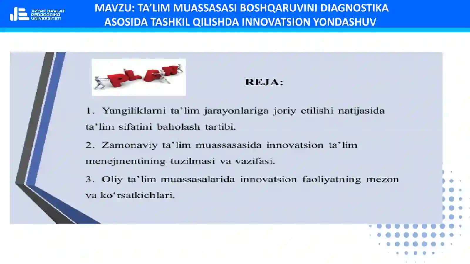 TA’LIM MUASSASASI BOSHQARUVINI DIAGNOSTIKA ASOSIDA TASHKIL QILISHDA INNOVATSION YONDASHUV 2