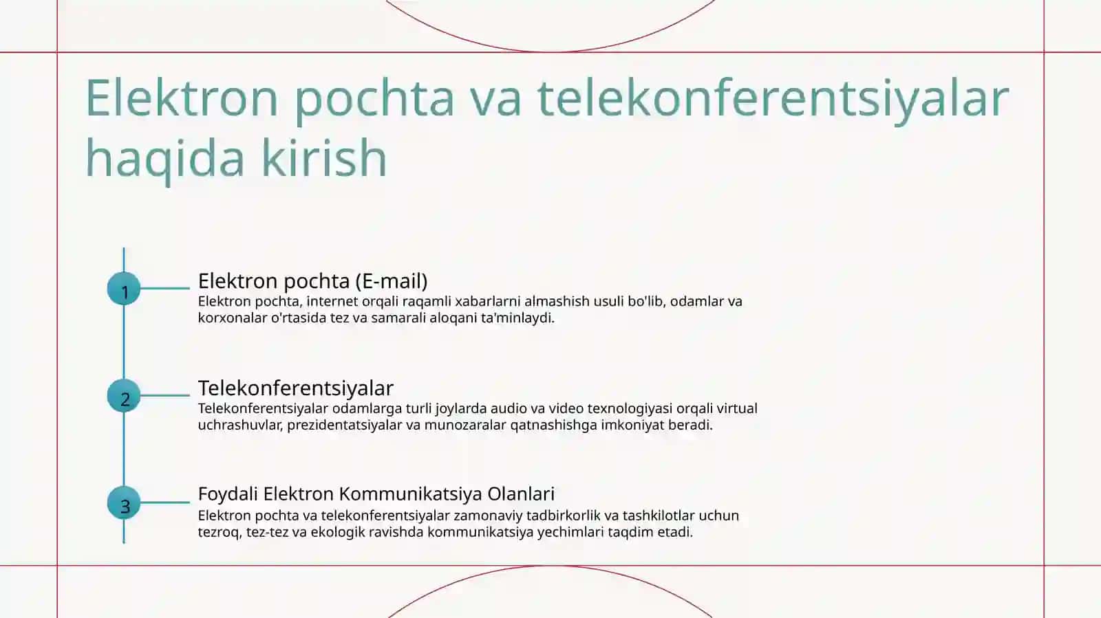 Elektron pochta va telekonferentsiyalar 2