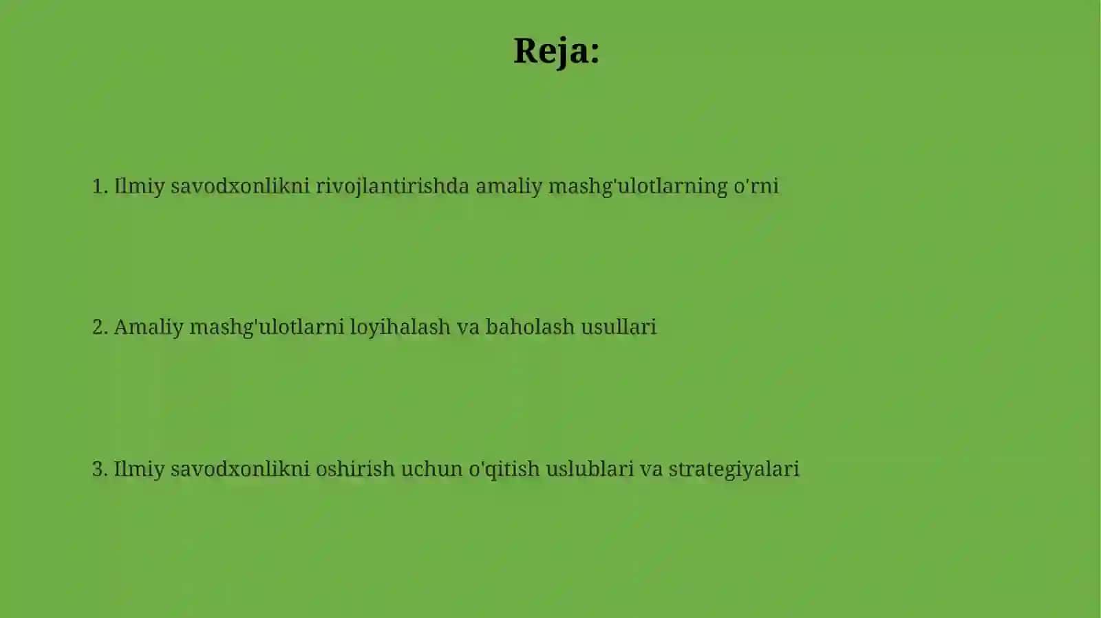 Amaliy mashg'ulotlar orqali ilmiy savodxonlikni rivojlantirish metodikasi 2
