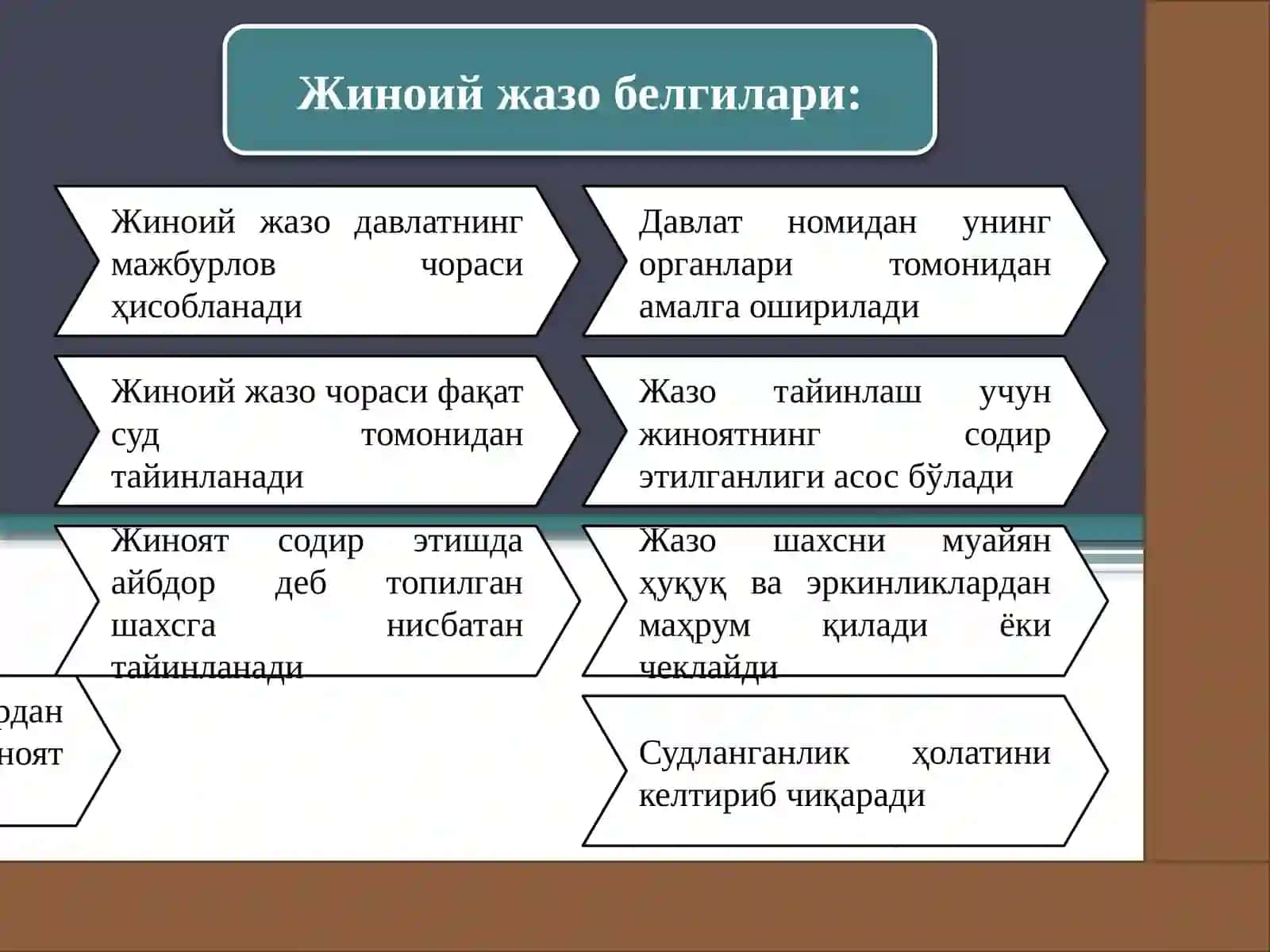 Жиноий жазо тушунчаси ва тизими. Жазо тайинлаш 2
