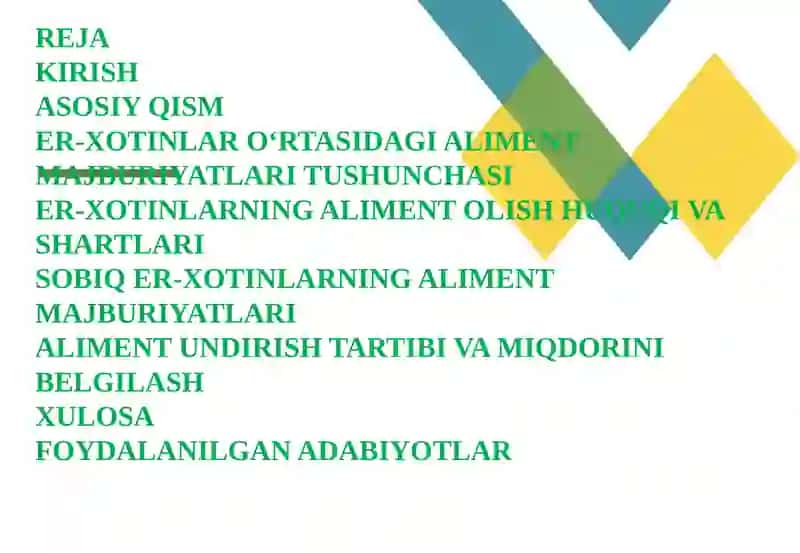 ER-XOTINLAR VA SOBIQ ER-XOTINLARNING ALIMENT MAJBURIYATLARI 2