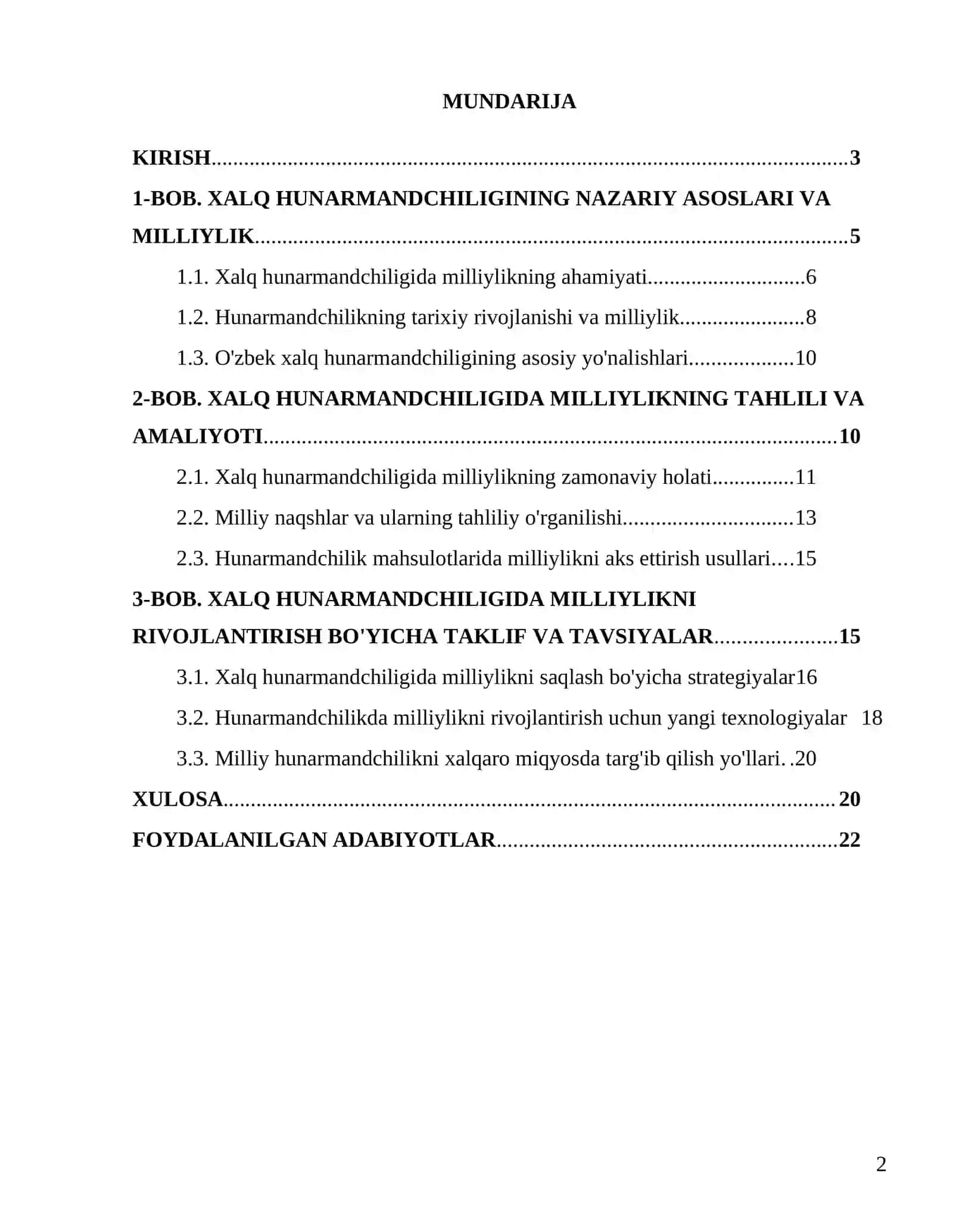 "Xalq hunarmandchiligida milliylikni aks ettirish" 2