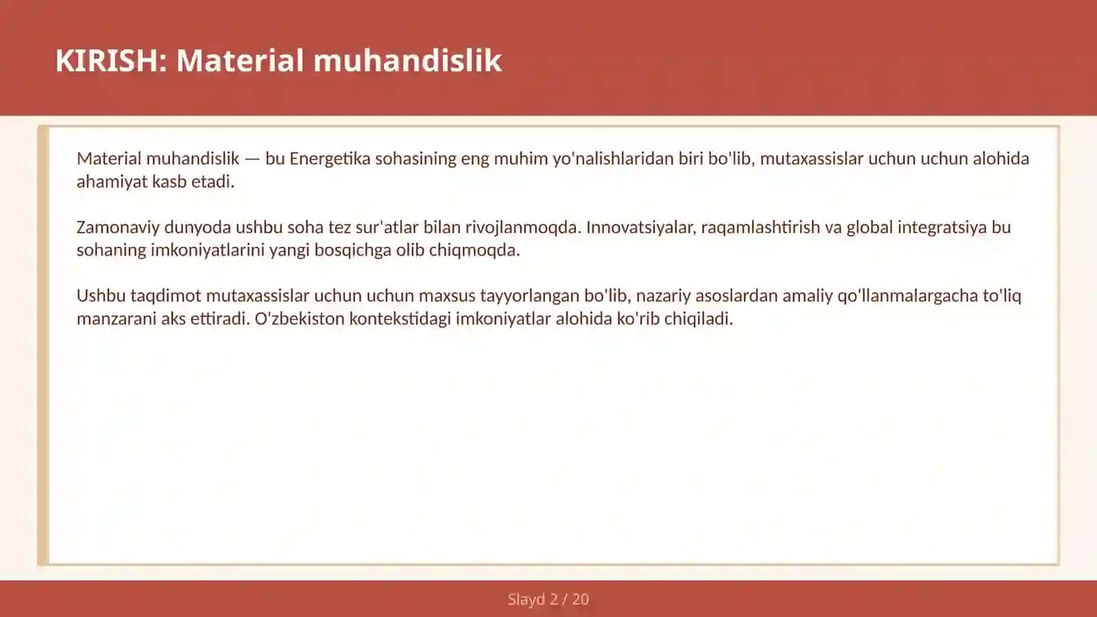 Material muhandislik 2