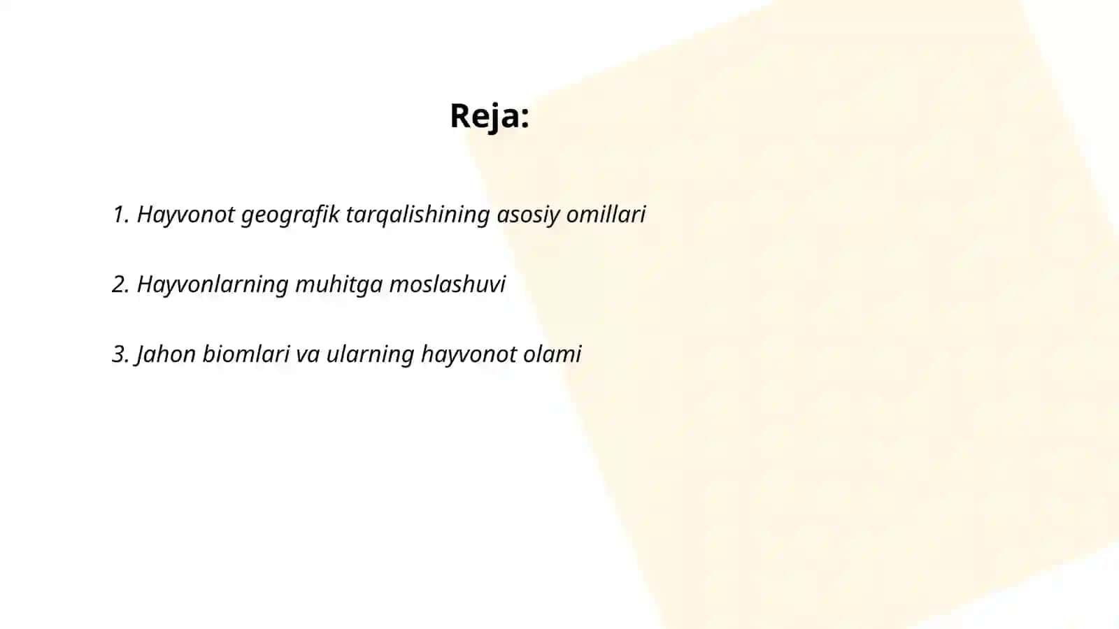 Hayvonot olami va ularning geografik qobiqda tarqalishi 2