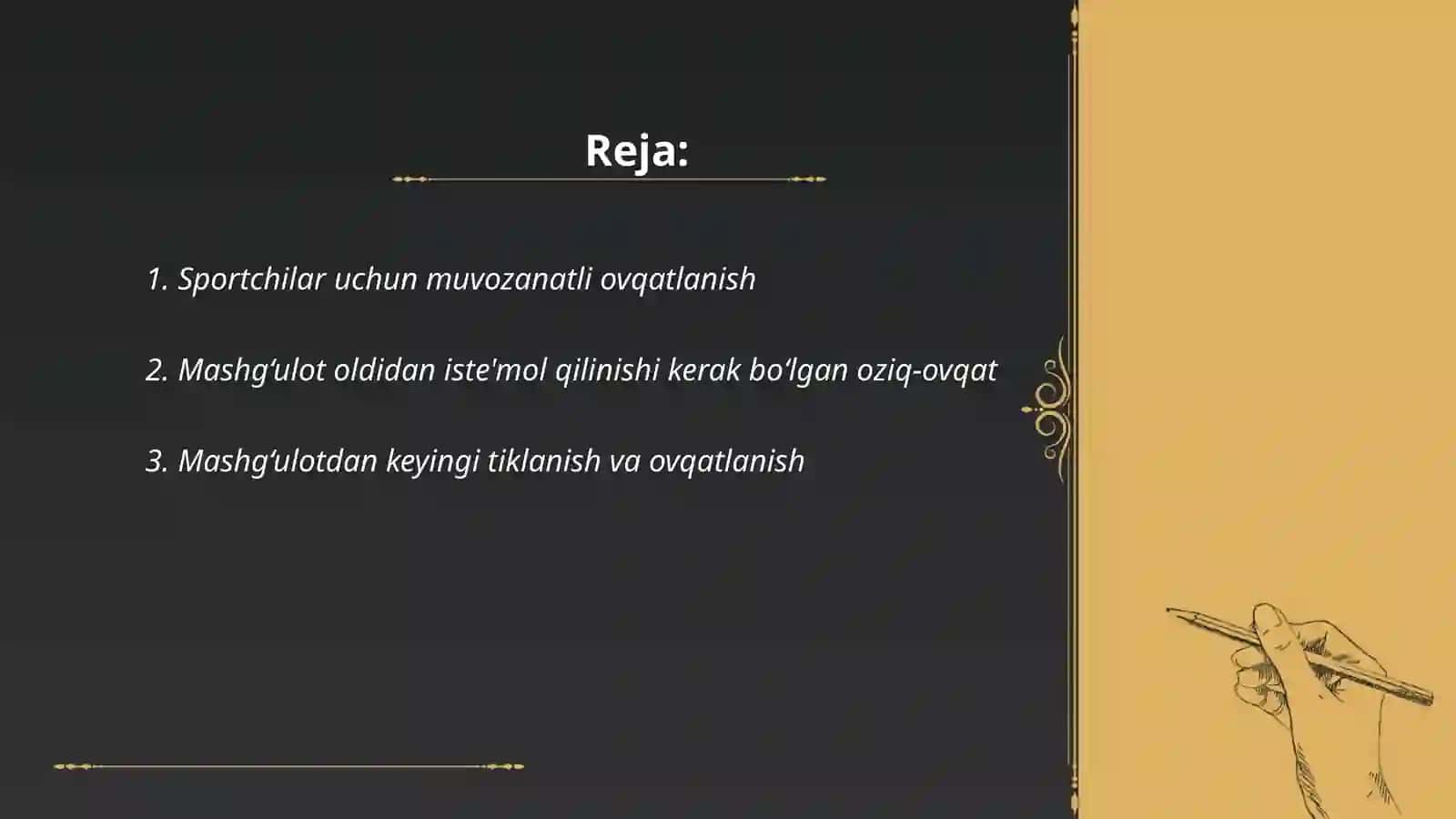 Jismoniy tarbiya va sport mashĝuloti davrida ovqatlanish gigiyenasi 2