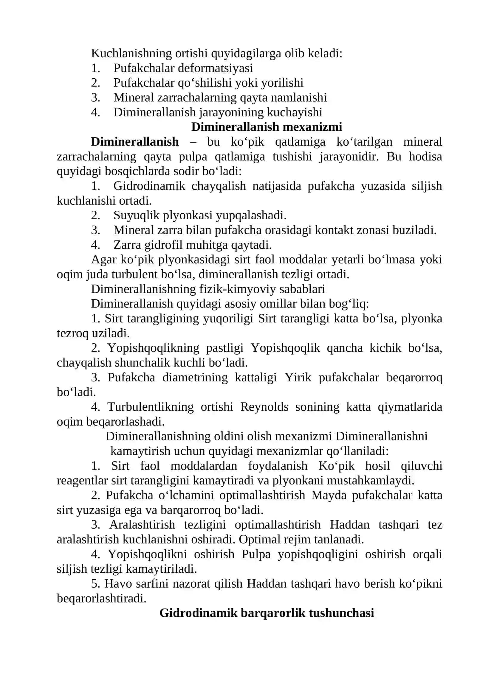 Uziladigan kuchlanishlar chayqalishlarida ko‘piklar diminerallanishining oldini olish mexanizmini o‘rganish 2
