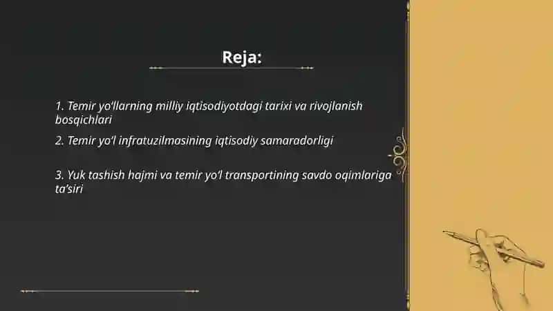 Temir yoʻllar va uning mamlakat iqtisodiyotidagi oʻrni 2