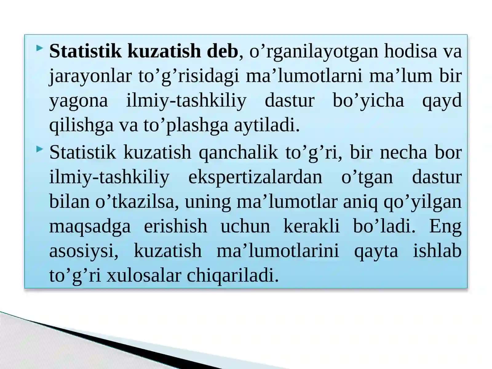 STATISTIK MA’LUMOTLARNI TO’PLASH NAZARIYASI VA AMALIYOTI 2