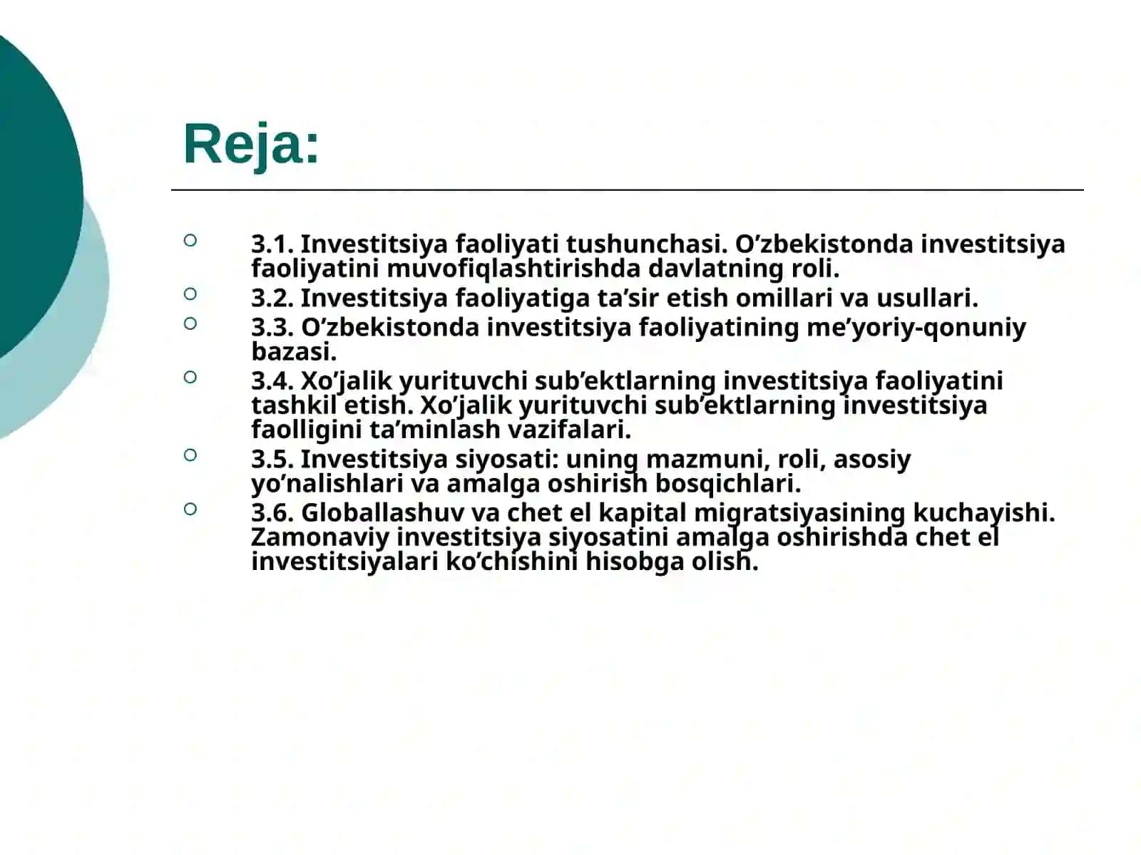 Investitsiya faoliyati va investitsiya siyosati 2