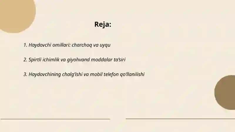 Yo'l transport hodisalari sabablari va sharoitini aniqlash 2