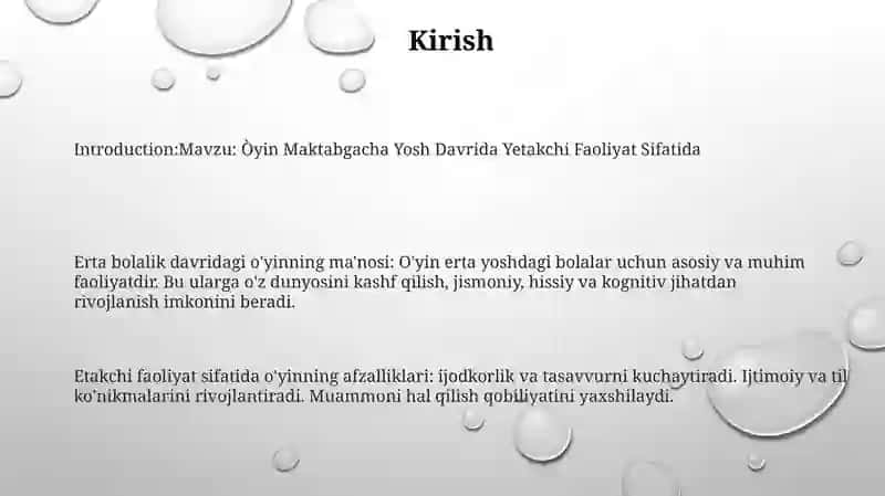 Òyin Maktabgacha Yosh Davrida Yetakchi Faoliyat Sifatida 2