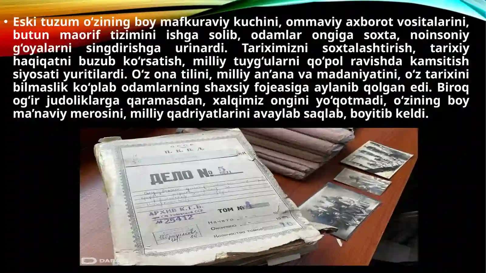 O’zbekistonda madaniy meros, milliy ma’naviy qadriyat va an’analarning tiklanishi hamda rivojlanishi 2