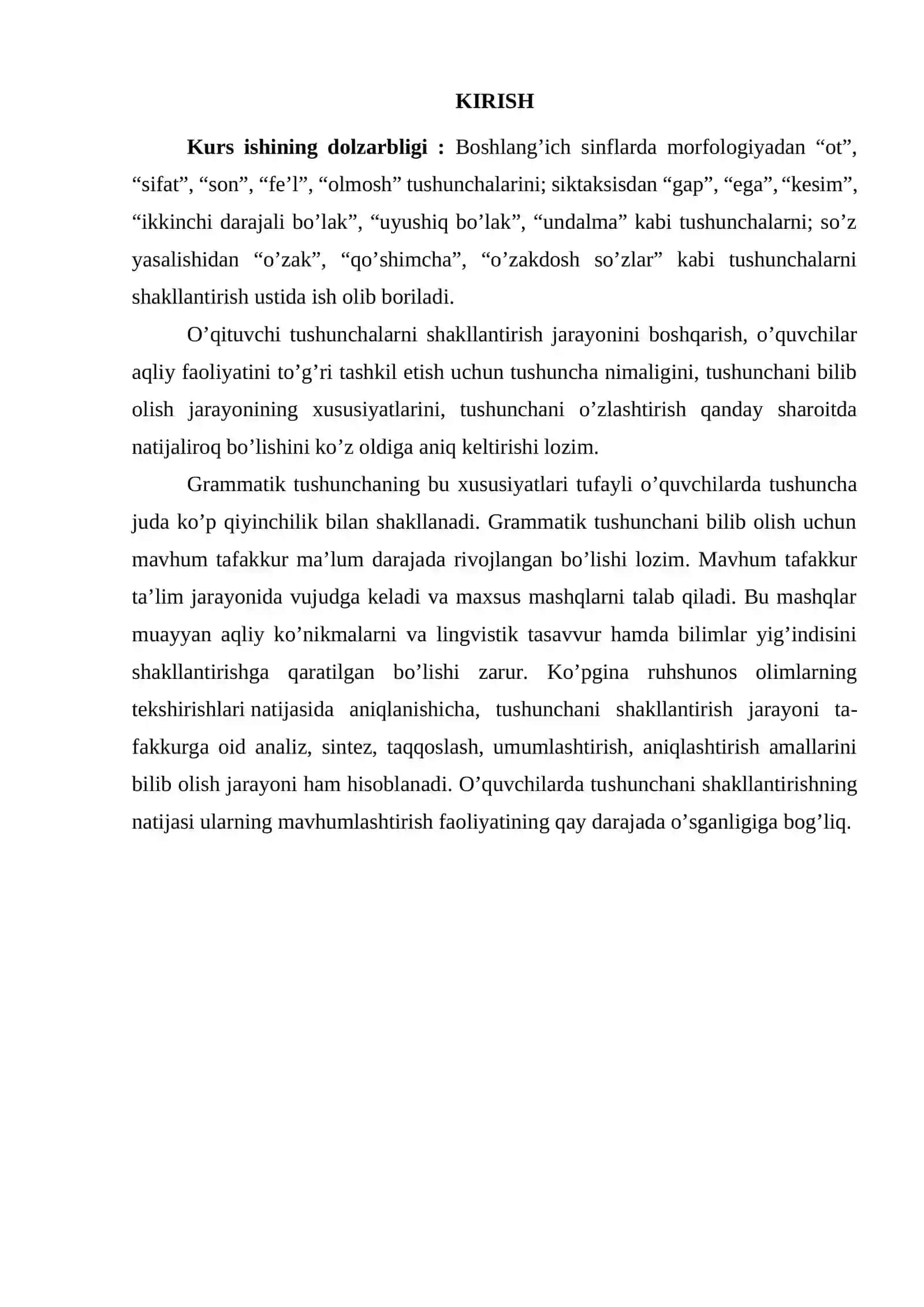 OʻQUVCHILARDA GRAMMATIKA VA SOZ YASALISHIGA OID TUSHUNCHALARNI SHAKLLANTIRISHNING METODIK ASOSLARI 2