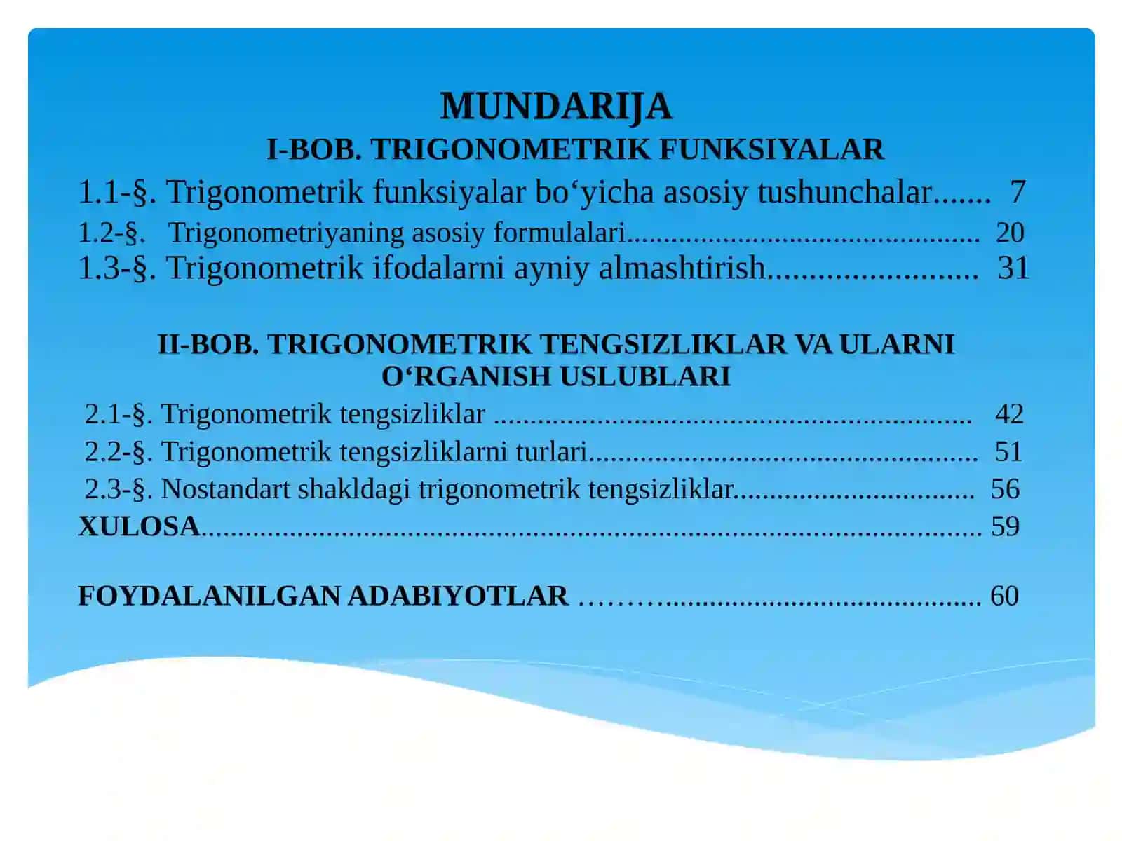 UMUMIY O’RTA TA’LIM MAKTABI VA AKADEMIK LITSEYLARDA TRIGONOMETRIK TENGSIZLIKLARNI O’RGANISH USLUBLARI 2