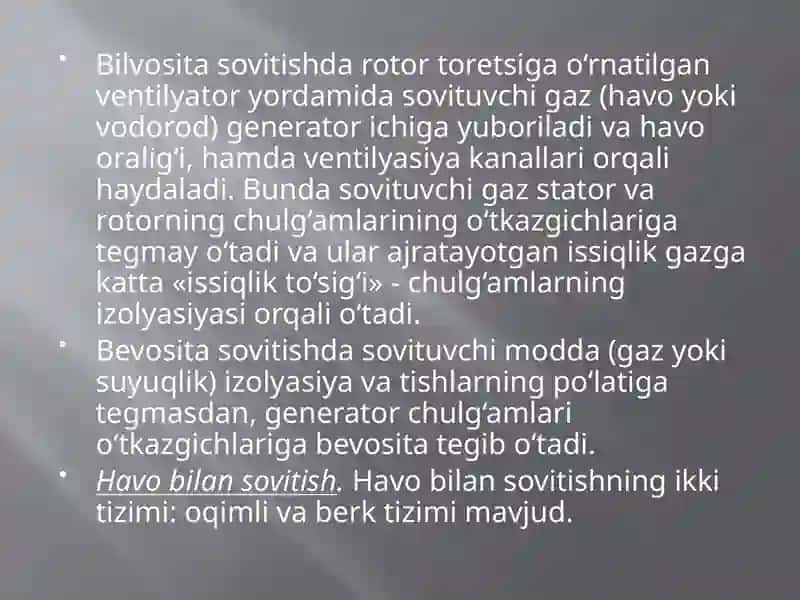 Generatorlarning sovitishtizimi 2