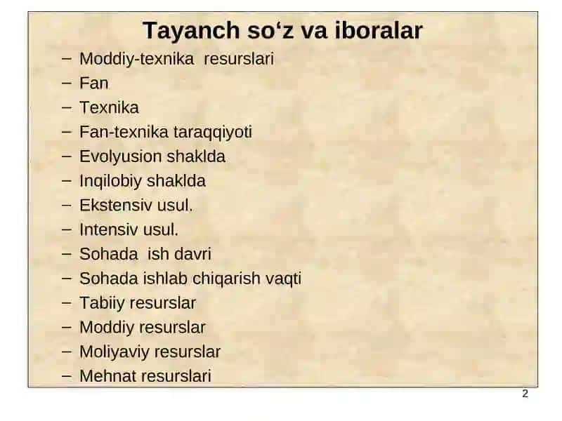 Qishloq xo‘jaligida moddiy-texnika resurslari va ulardan foydalanish samaradorligi 2