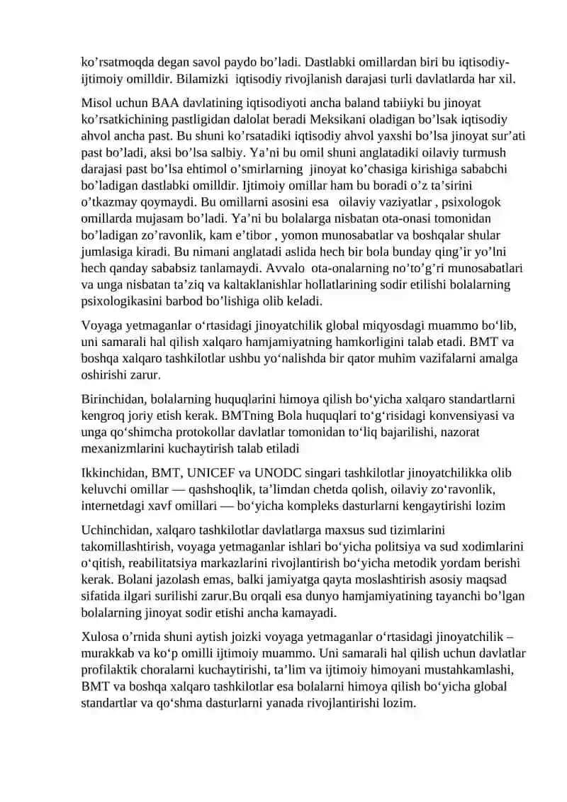 Voyaga yetmaganlar o’rtasidagi sodir etilayotgan jinoyatlar va ularning huquqiy oqibati 2