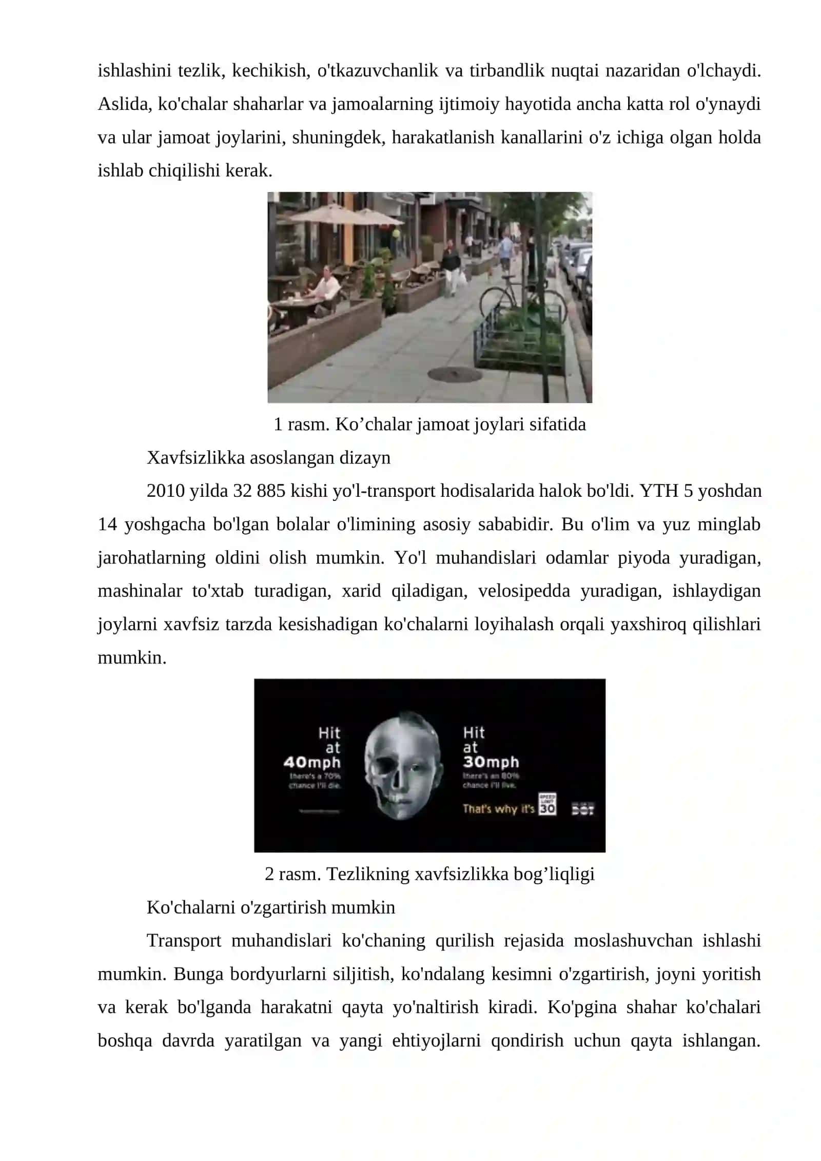 SHAHAR YO‘LLARI VA KO‘CHALARINING ZAMONAVIY MUAMMOLARI. TEZYURAR AVTOBUS TRANSPORTI VA VELOSIPED TRANSPORTINI JORIY ETISH 2