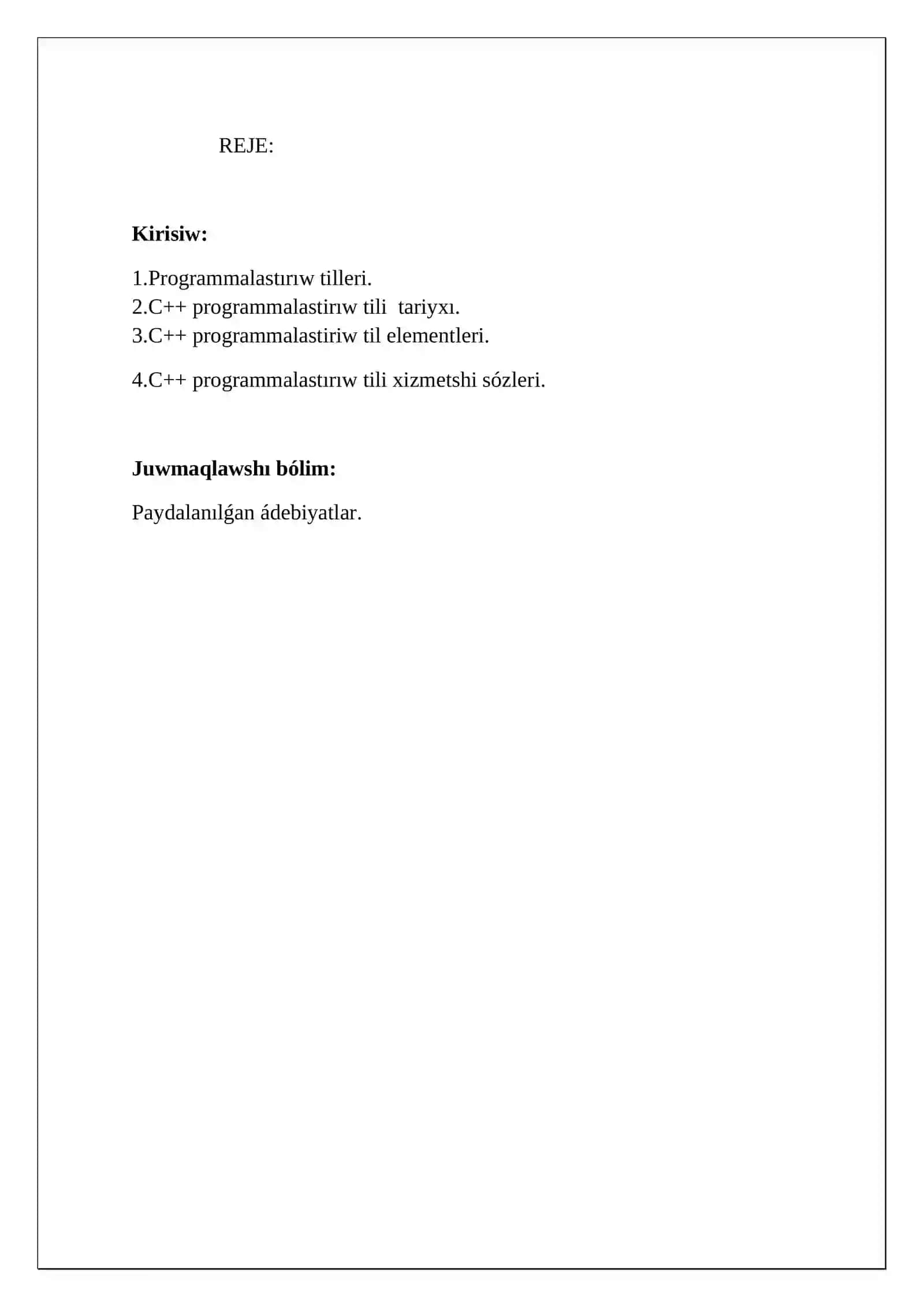 C++ TILINDE SIZIQLI PROCESSLERDI PROGRAMMALASTIRIW 2