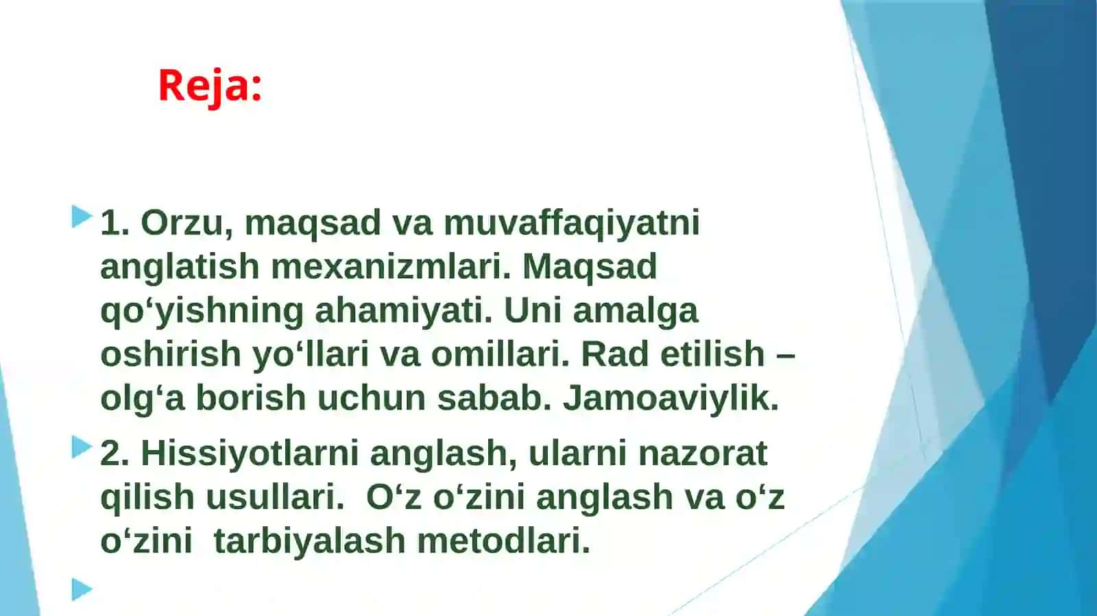 Orzu, maqsad va muvafaqqiyatni anglatish mexanizmlari 2