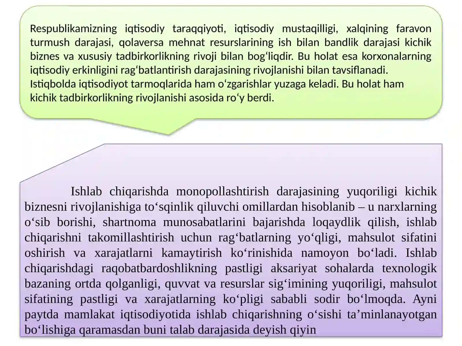 O‘ZBEKISTONDAKICHIK BIZNES VA TADBIRKORLIKNI RIVOJLANTIRISH ISTIQBOLLARI 2