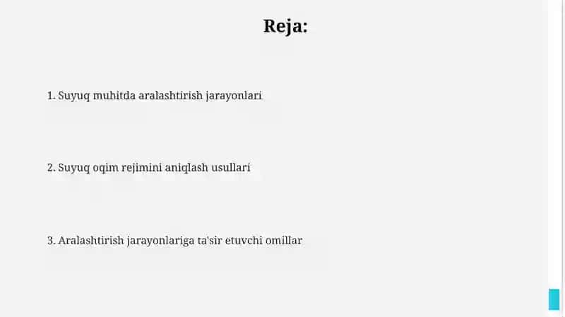 4 Suyuqlik muhitlarida aralashtirish jarayonlari va suyuqliklarning harakat rejimini aniqlash 2