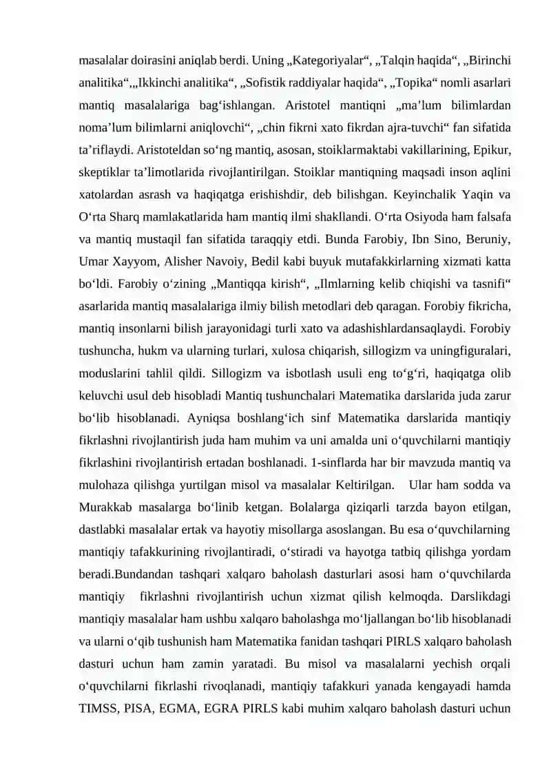 Boshlang‘ich sinf matematika darslarida mantiqiy fikrlashga oid mulohaza yuritish 2