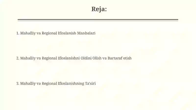 Havoning mahalliy va mintaqaviy ifloslanishi 2