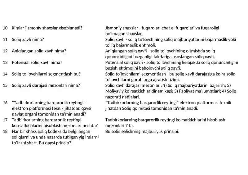 Argos Suhbat javoblari. Soliq idoralari uchun 2