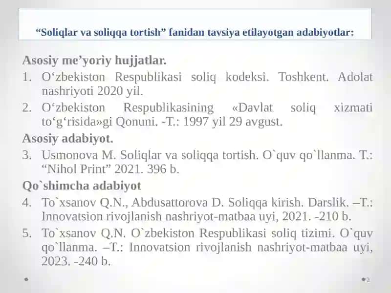Soliqlar va soliqqa tortish 2