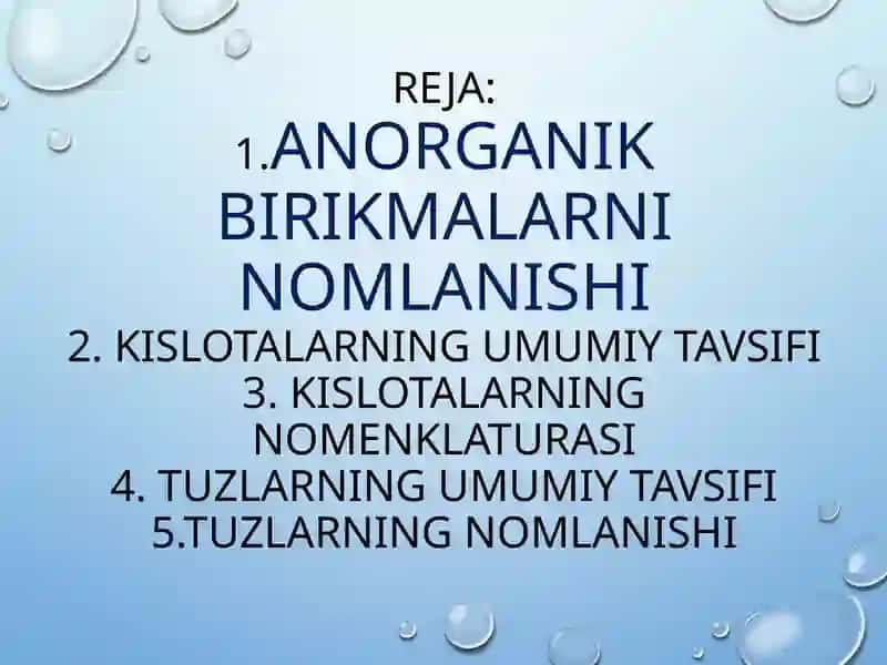 Anorganik birikmalar nomlanishi 2