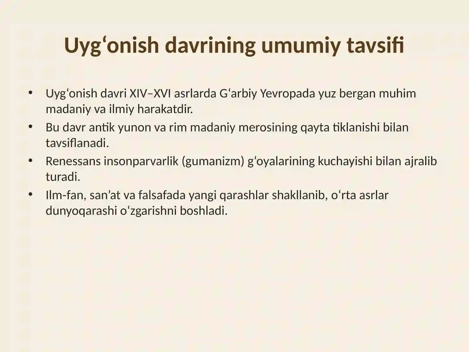 G‘arbiy Yevropada Uyg‘onish davri 2