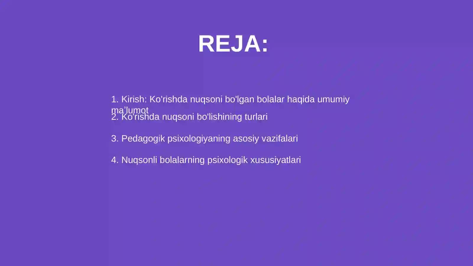 Ko'rishda nuqsoni bo'lgan bolalarning pedagogik psixologik tasnifi 2
