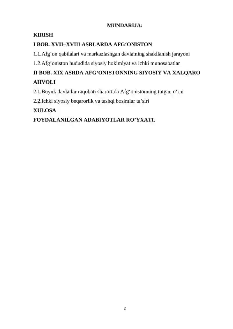 AFGʻONISTON XVII XIX ASRLARDA 2