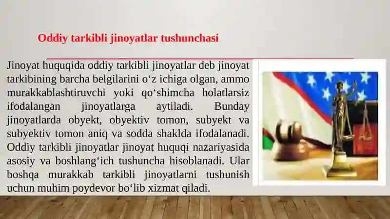 Oddiy tarkibli jinoyatlar tushunchasi 2