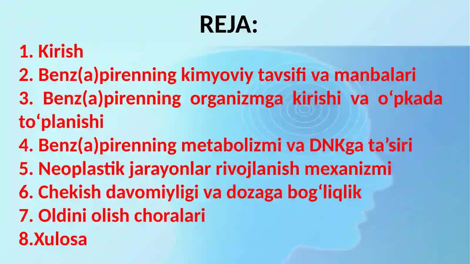 Tamakidagi benz(a)pirenni o‘pkada neoplastik  jarayonlar rivojlanishdagi ahamiyativ 2