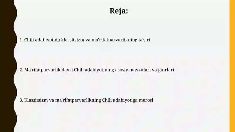 Klassitsizm va ma'rifat chili adabiyoti 2