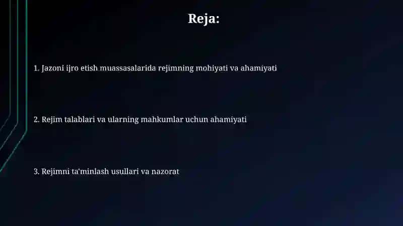 Jazoni ijro etish muassasalarida rejim 2