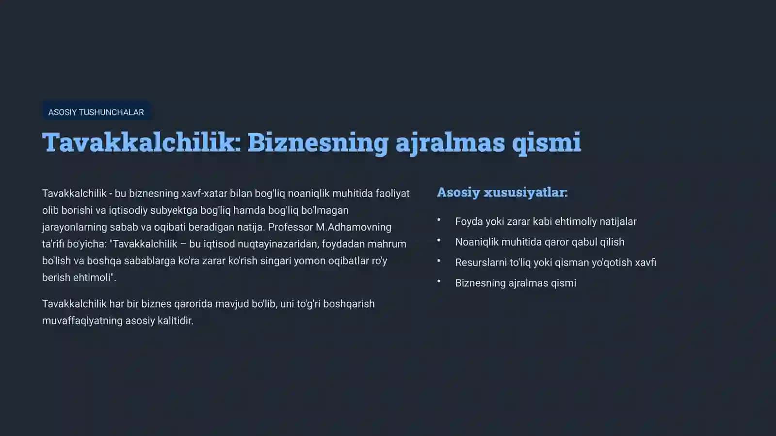 O'zgaruvchan ishbilarmonlik muhitida tavakkal qilish va foyda olish 2