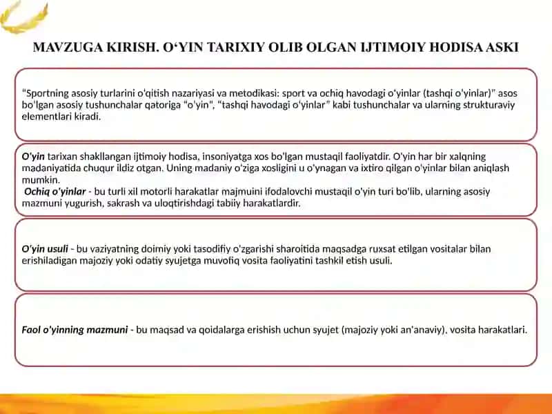 Sport o‘yinlarini o‘qitishda pedagogik texnologiyalarni qo‘llash usullari. 2