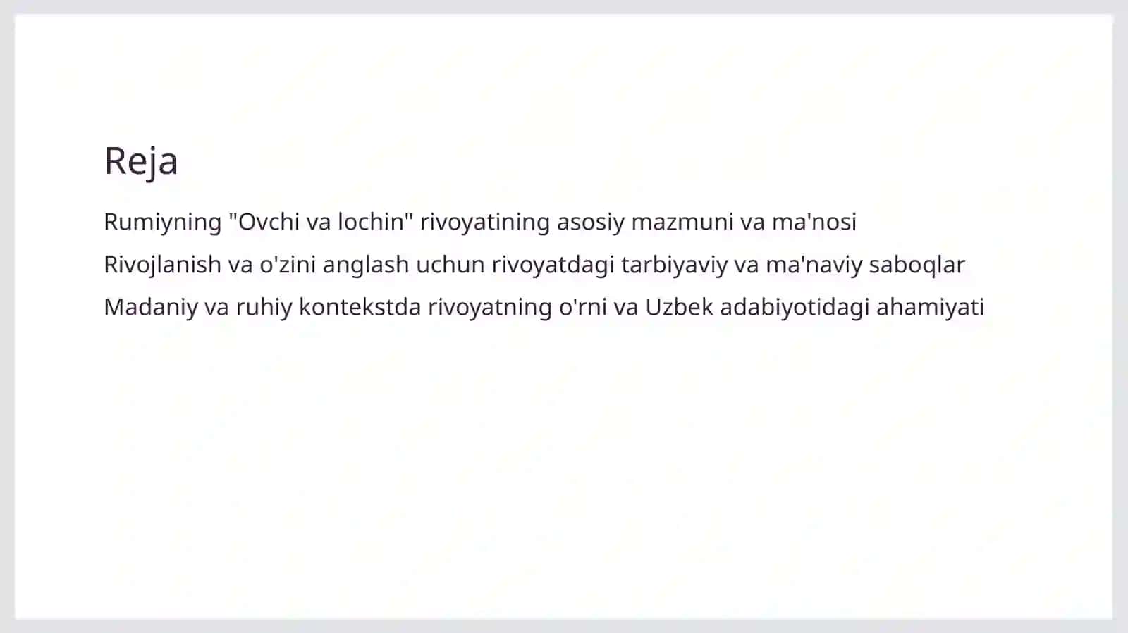 Rumiyning "Ovchi va lochin" rivoyati 2