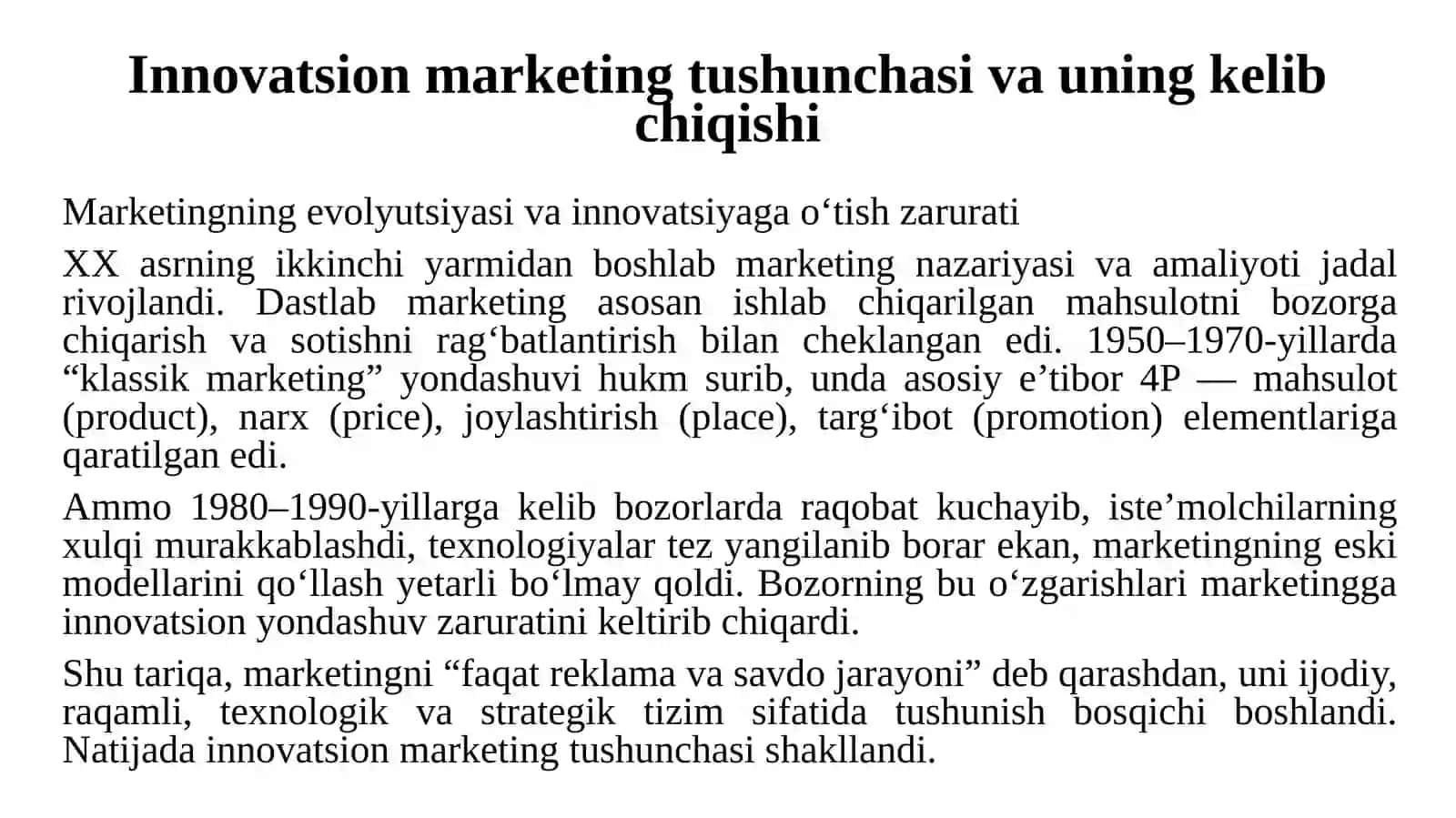 Iqtisodiyotni innovasion rivojlantirish sharoitida marketingni shakllantirishning nazariy asoslari 2