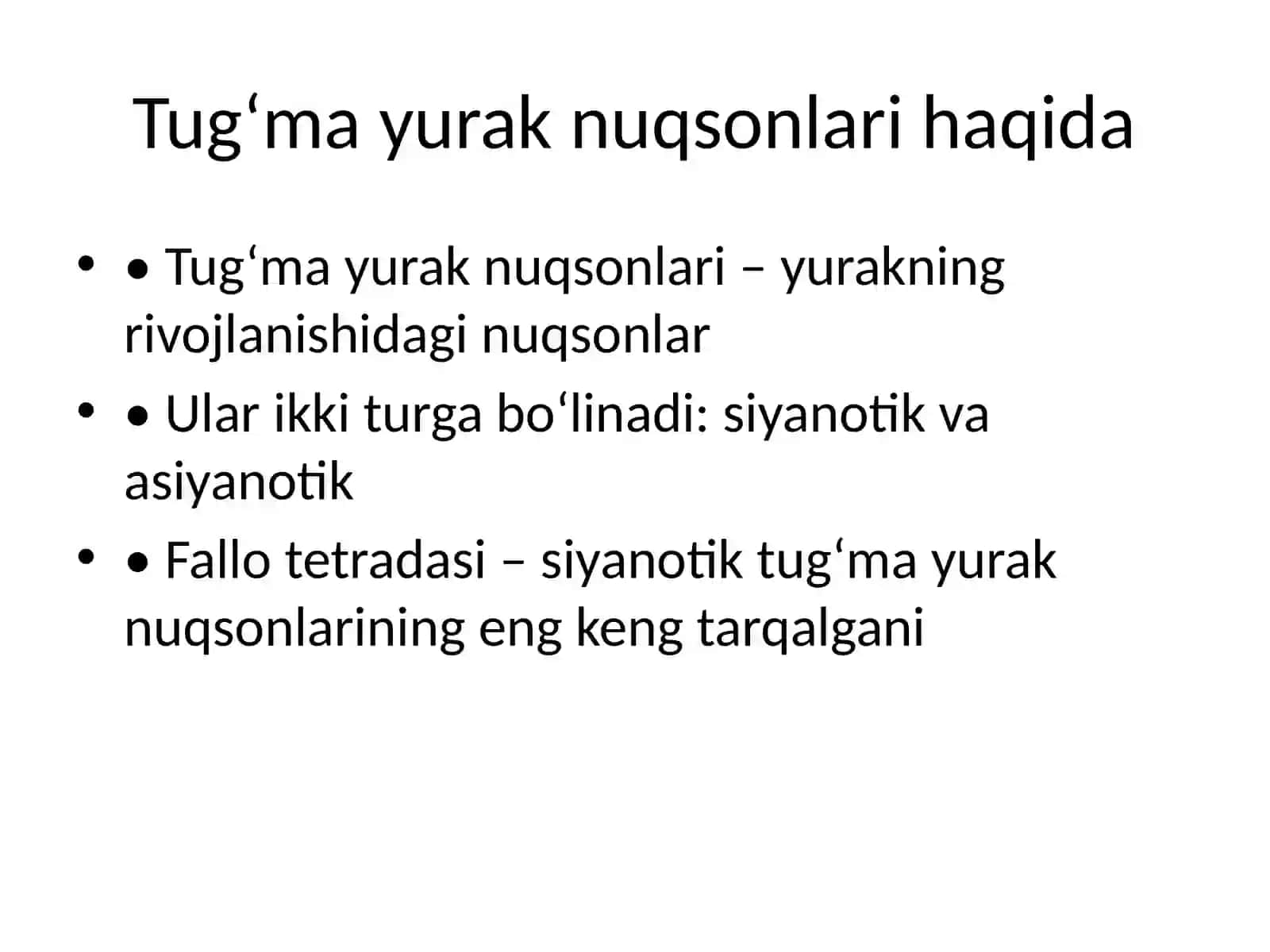 Fallo tetradasi va unga o‘xshash tug‘ma yurak nuqsonlari 2