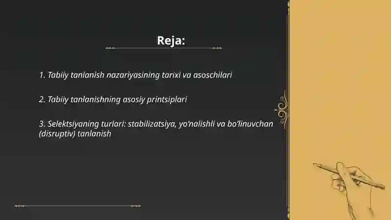 Tabiiy va jinsiy tanlanish nazaryasi 2