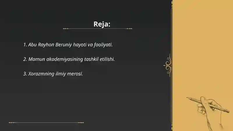 Abu Rayhon Beruniy Xorazm Mamun akademiyasining yirik olimi 2