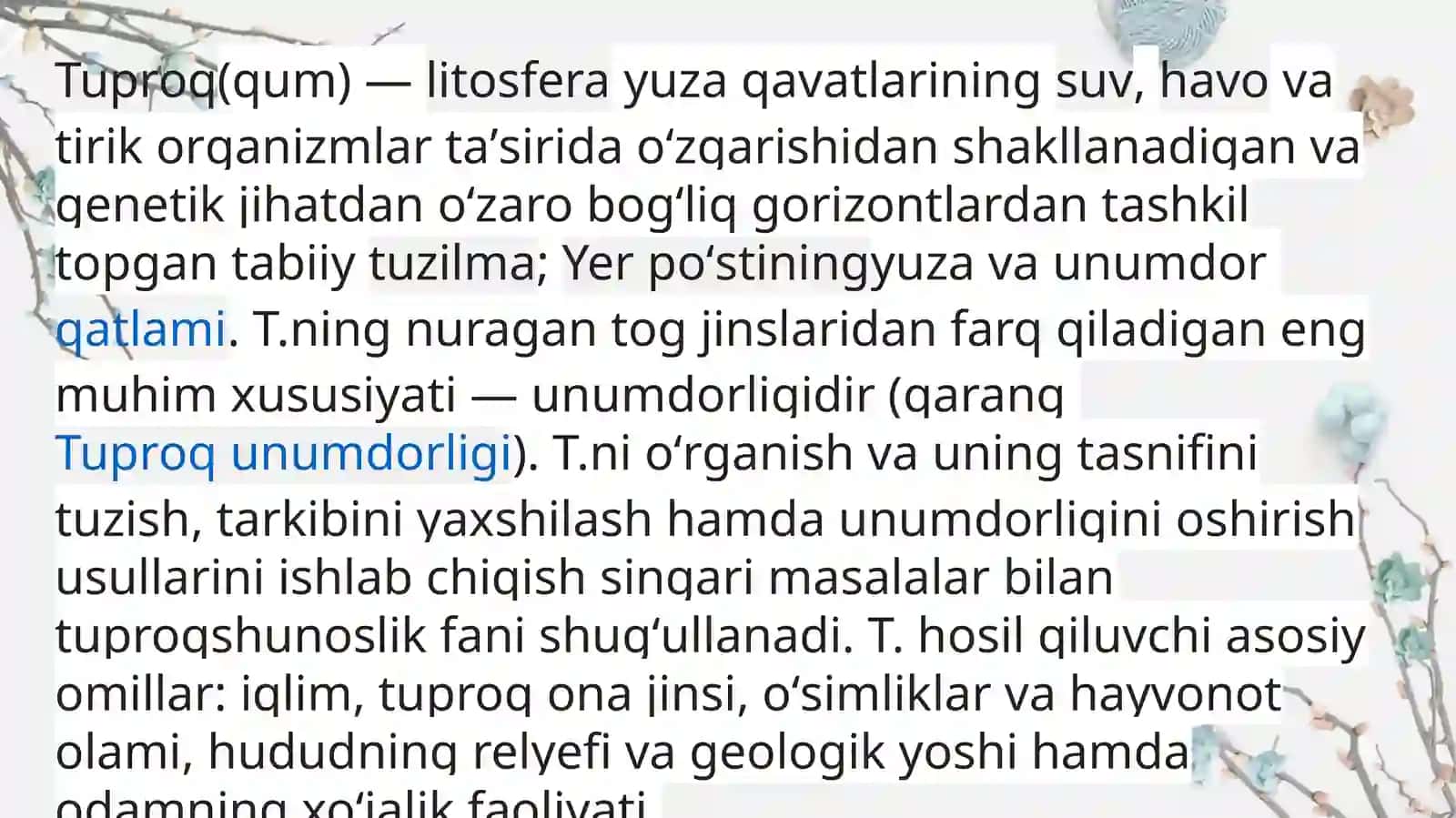 Tuproq va uning tabiiy xususiyatlari 2