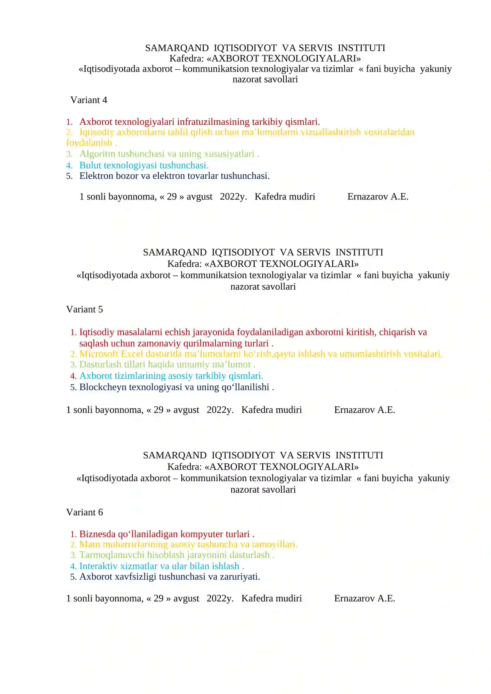 Iqtisodiyotda axborot-kommunikatsion texnologiyalar va tizimlar 2
