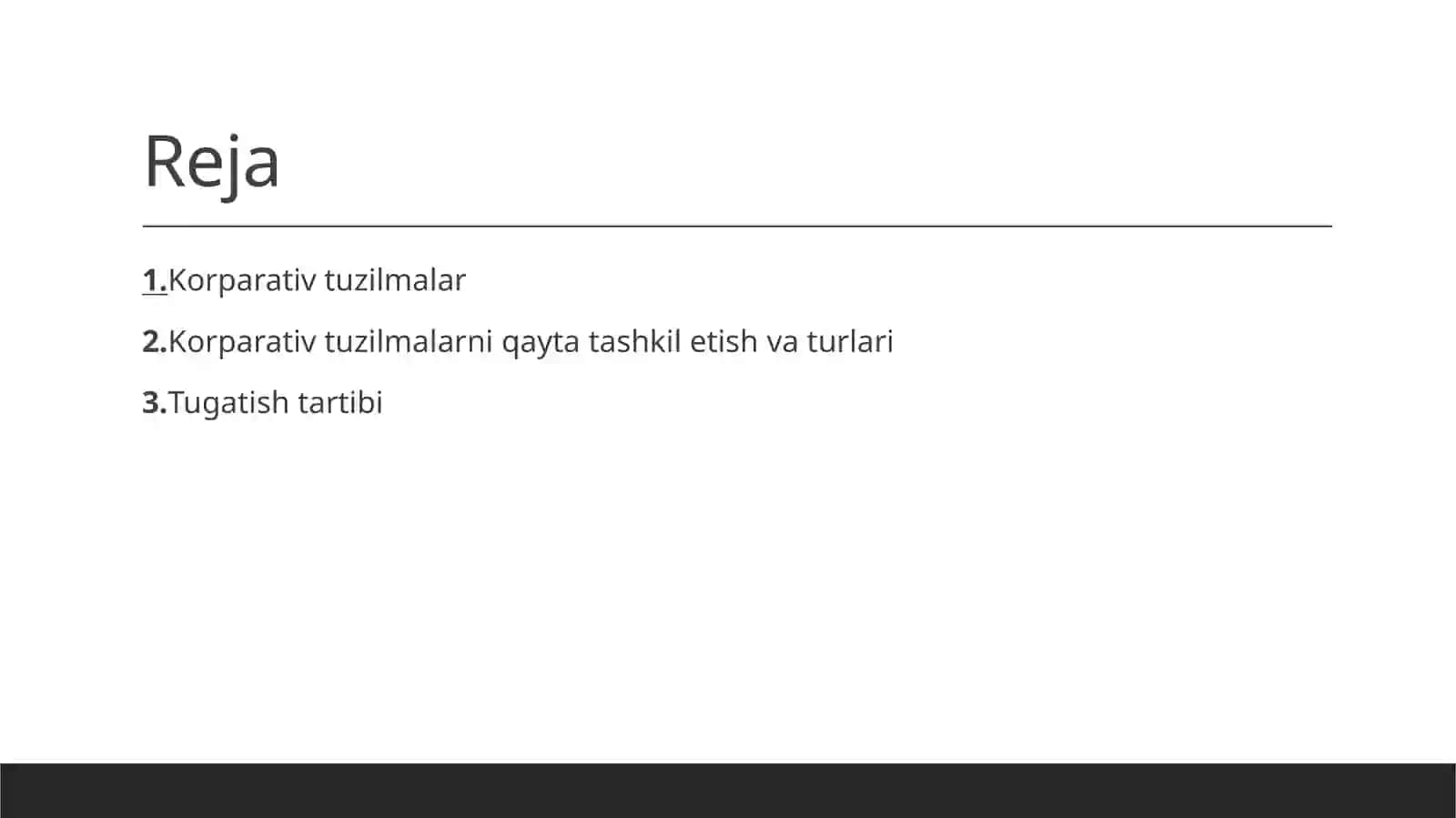 Korparativ tuzilmalarning qayta tashkil etish turlari Va tugatish tartibi 2